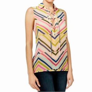 NWT Guess striped tie front sleeveless sheer top